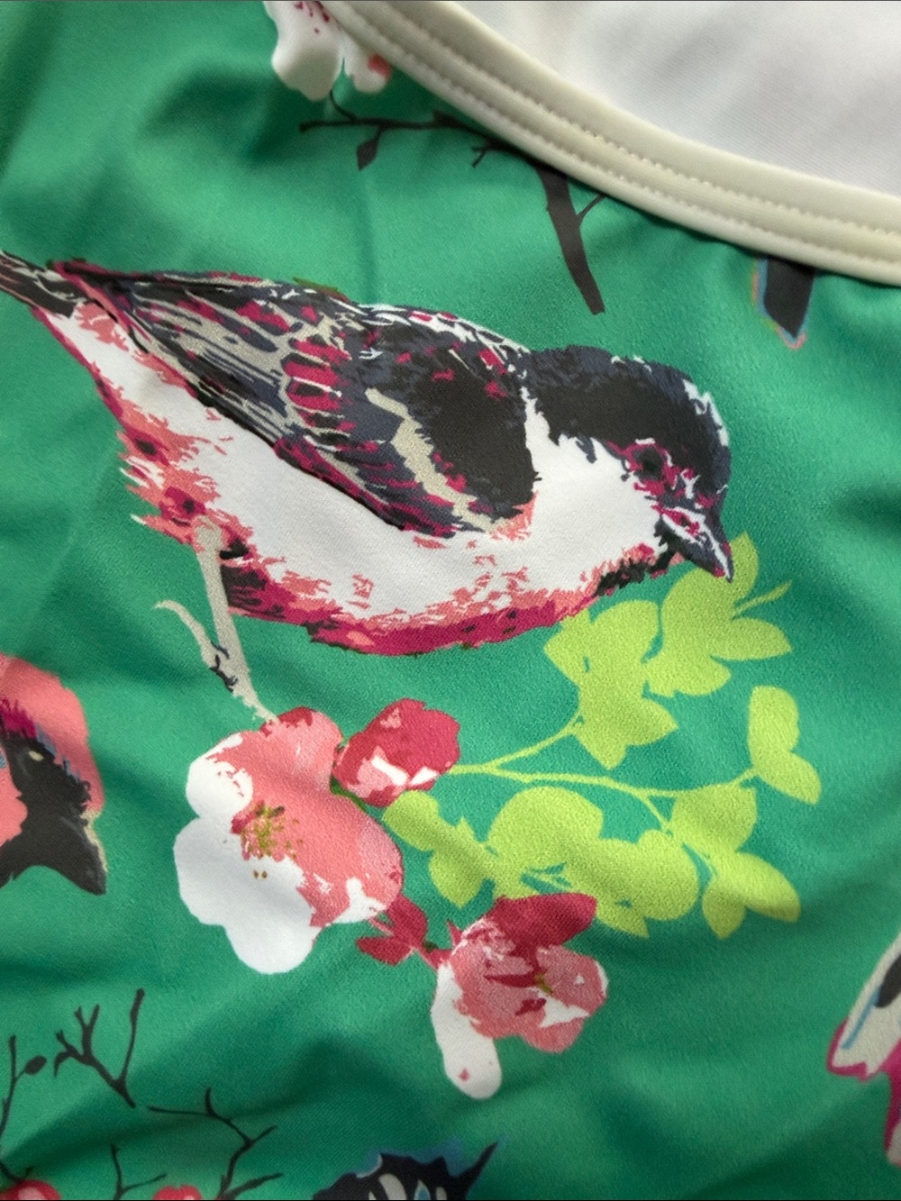 Elevé Green Floral Bird Print Leotard - Picture 4 of 4